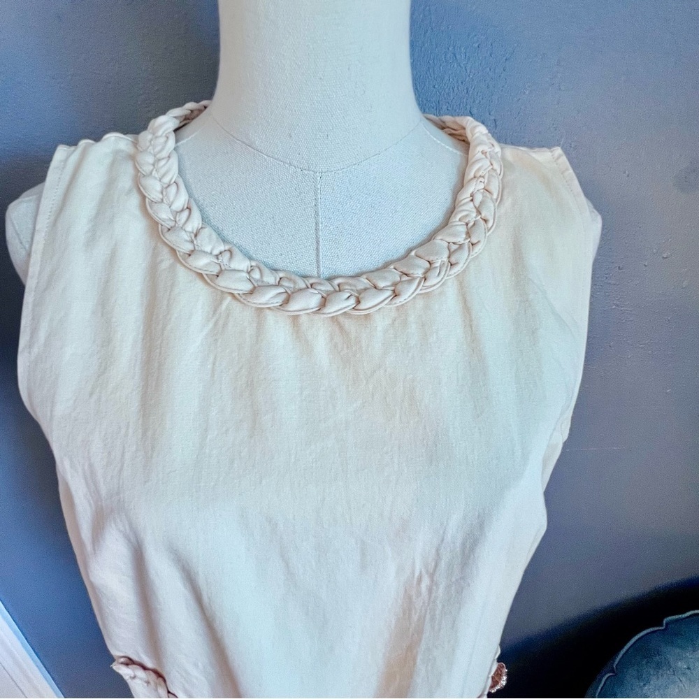 Entro NWT Lune Braided and Gold Detail Sleeveless Mini Dress in Ecru Women’s L - Picture 7 of 16